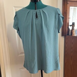 Women's Blue Keyhole Top